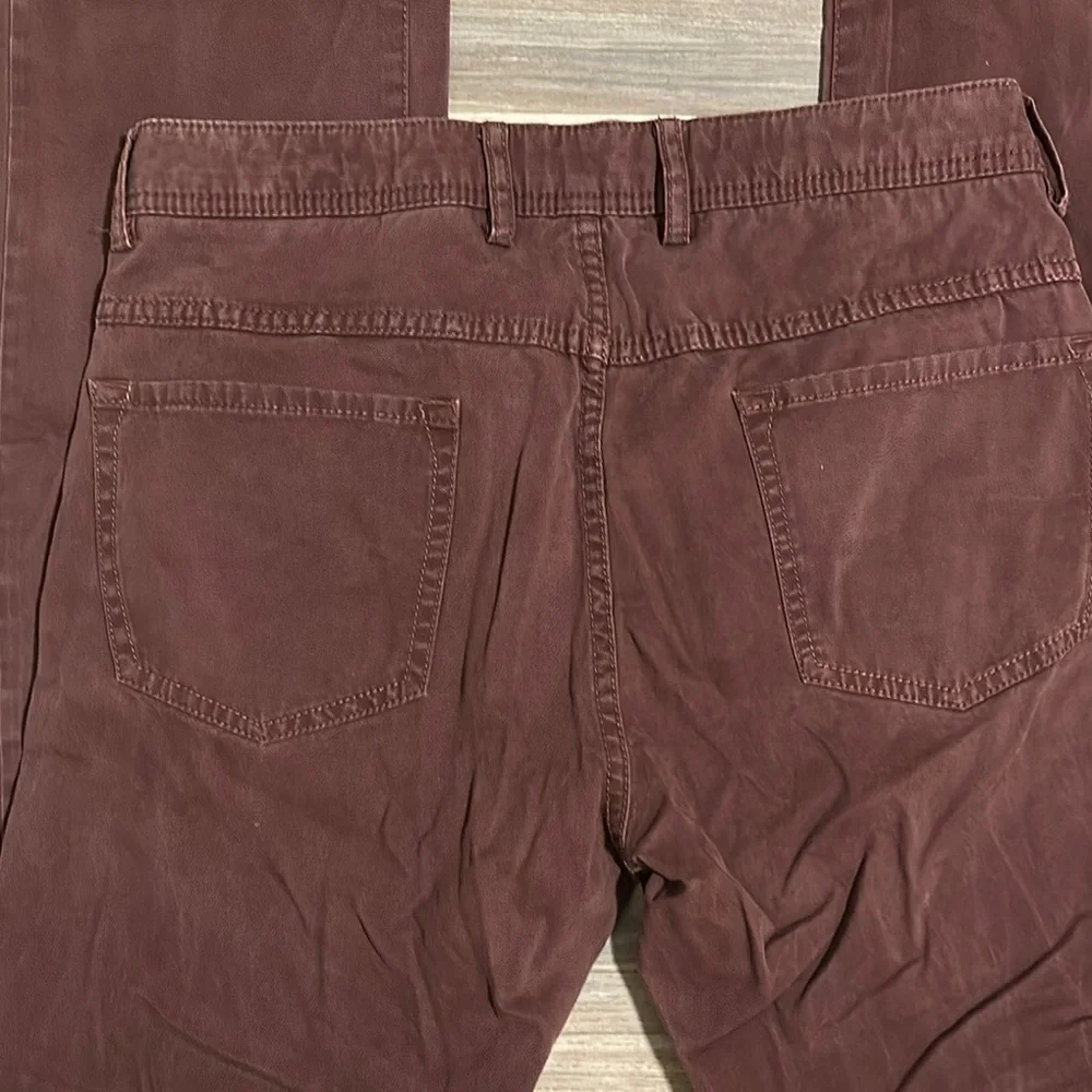 Ballin Chino Pants Men’s 32 Khaki Maroon Pima Cotton Stretch Flat Front Trousers